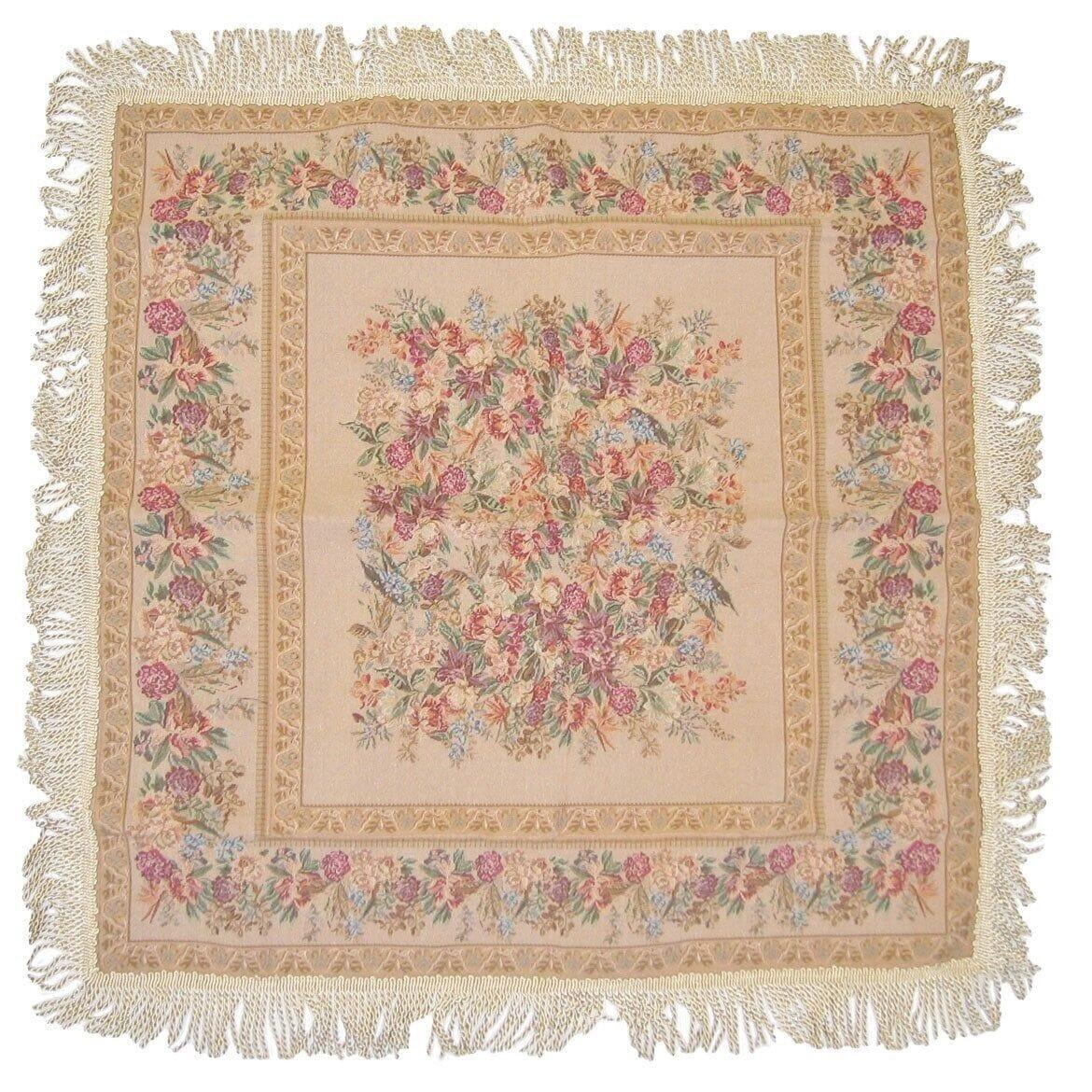 DaDa Bedding Wildflower Wonderland Floral Golden Beige Tan Square Dining Table Cloth (3100)-1